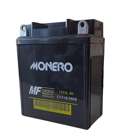 MONERO 12V 5Amper YÜKSEK/DİK 12N-5L-BS-CUP-YBR AKÜ EBATLARI: 119 x 60 x 129mm