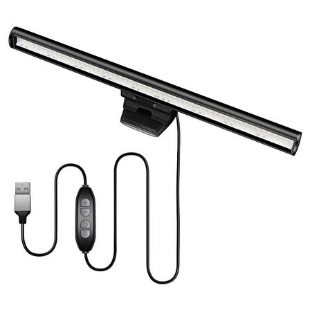 Laptop PC Monitör Işığı Göz Koruyucu USB li Kısılabilir LED Yansımasız 3 Renk Modlu Işık Çubuğu