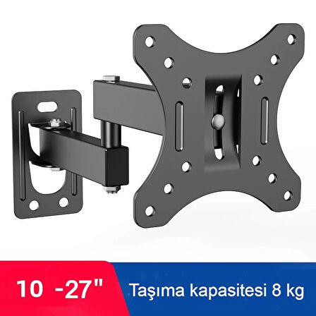 Hareketli Monitör 10-27" TV Duvar Askı Aparatı 2 Kollu 8KG Taşıma Evrensel Braket