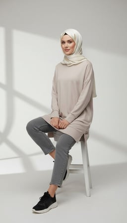 Ece Giyim Tesettür Tunik Krem M Beden