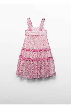 Mayoral Abel&Lula Kız Çocuk Çiçekli Şifon Elbise_mnvs5055 