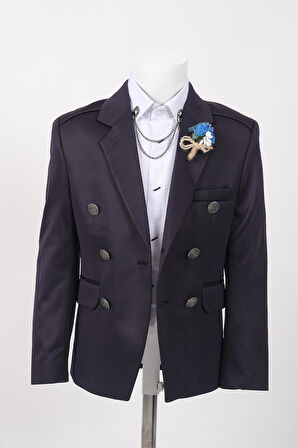 Doctor Junior Slim Fit Kruvaze Erkek Çocuk Ceket/Gömleksiz_mnvs01423