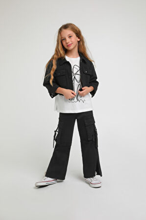 Escabel 3'lü Kız Çocuk Crop Ceketli Takım