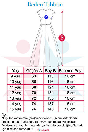 Meneviş Fiyonklu Kız Çocuk Uzun Abiye Elbise_mnvs0771