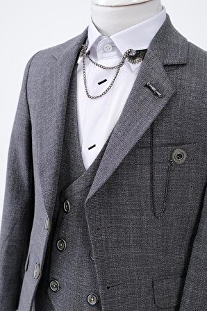 Doctor Junior Slim Fit Erkek Çocuk Zincir Detay Takım Elbise