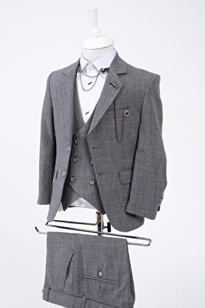 Doctor Junior Slim Fit Erkek Çocuk Zincir Detay Takım Elbise