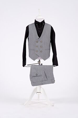 Doctor Junior Slim Fit Erkek Çocuk Zincir Detay Takım Elbise