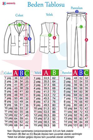 Doctor Junior Erkek Çocuk Takım Elbise Üç Parça Dikiş Detay
