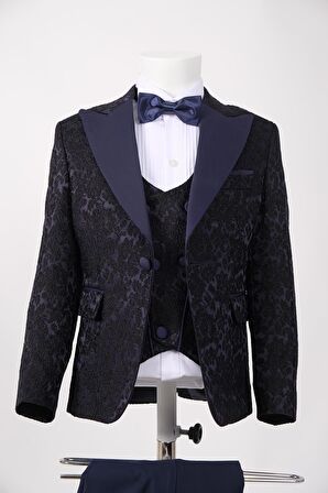 Doctor Junior Slim Fit İşlemeli Erkek Çocuk Smokin Takım Elbise_mnvs2289