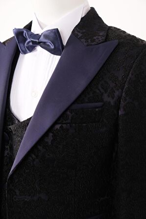 Doctor Junior Slim Fit İşlemeli Erkek Çocuk Smokin Takım Elbise_mnvs2289