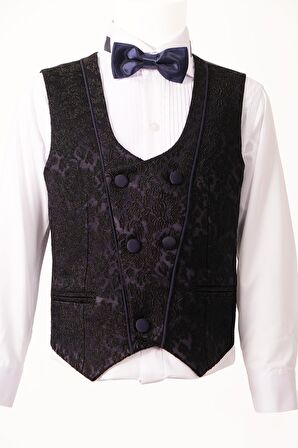Doctor Junior Slim Fit İşlemeli Erkek Çocuk Smokin Takım Elbise_mnvs2289