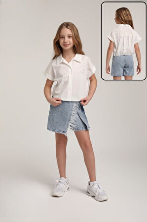 Escabel Yıldızlı Kız Çocuk Şort Etekli Takım_mnvs36022