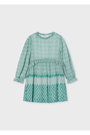 Mayoral Uzun Kollu Kız Çocuk Şifon Elbise_mnvs4913