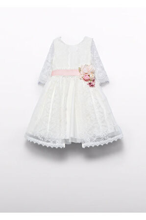 Mayoral Abel&Lula Uzun Kollu Dantel İşlemeli Kız Çocuk Elbise_mnvs5041