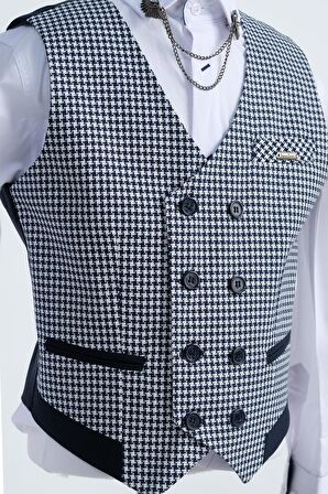 Doctor Junior Erkek Çocuk Slim Fit Takım Elbise Kaz Ayağı 2li Takım