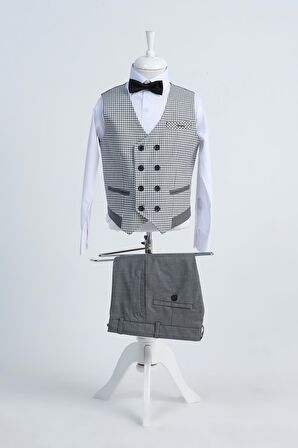 Doctor Junior Erkek Çocuk Slim Fit Takım Elbise Kaz Ayağı 2li Takım