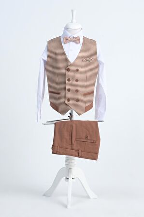 Doctor Junior Erkek Çocuk Slim Fit Takım Elbise Kaz Ayağı 2li Takım