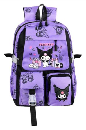 Kore Kawai Kapaklı Kuromi Temalı Kız İlkokul Çantası Termal Beslenme Çantası ve Kalemlik