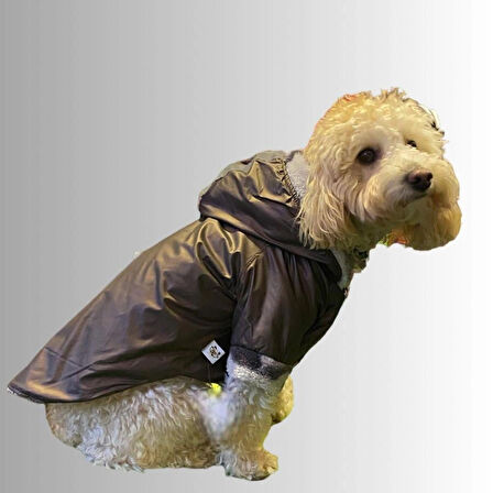 Peluşlu Mocca Küçük Irk Köpek Yağmurluğu