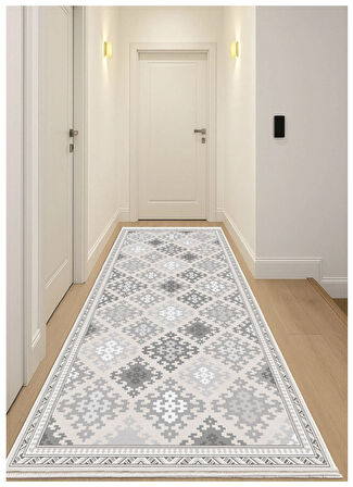 Krem Kahverengi Dijital Baskı Halı Kaymaz Tabanlı Yıkanabilir Halı Yolluk Salon Halısı 797