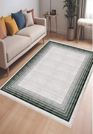 Yeşil Gri Dijital Baskı Halı Kaymaz Tabanlı Yıkanabilir Halı Yolluk Salon Halısı 788