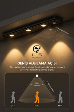 CT-2464 Sensörlü Şarjlı 3 Farklı Işık Renkli Dimmerli Ultra Slim Siyah