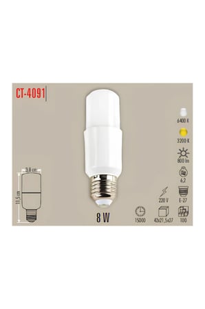 CT-4091 E-27 Özel Tasarım Silindir Şeklinde LED Ampul 8W Yüksek Verimli ışık Orijinal Ürün