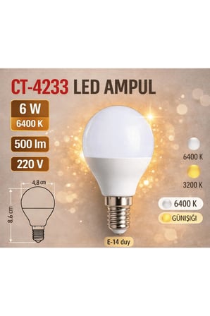 CT-4233 AMPUL BEYAZ IŞIK 6400K 6W 10 ADET