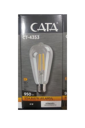 Ct 4353 - E27- 8w- 950lm- St64 Rustik Led Ampul- 3000k Gün Işığı