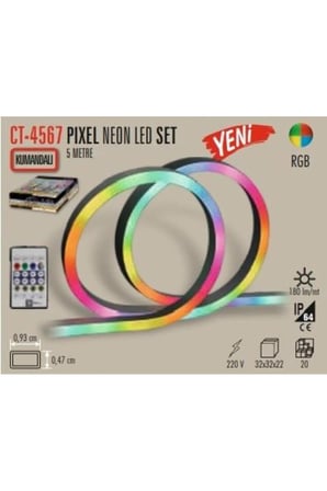 CT-4567 Piksel Neon LED USB Girişli 5V 5 Metre Kumandalı – Tak Çalıştır Set
