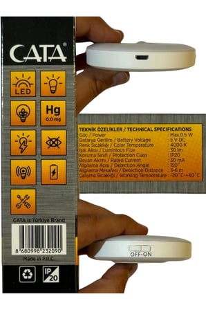 CT-5180 LED Kabin Aydınlatması, 30 lm, 4000K, Mıknatıslı, Sensörlü, Beyaz, 10 Adet
