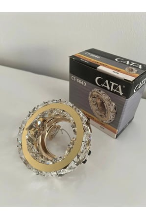 10 Adet Yuvarlak Gold Cam Spot Günışığı Ampul ve Duy Dahil CT-6640 Melinda