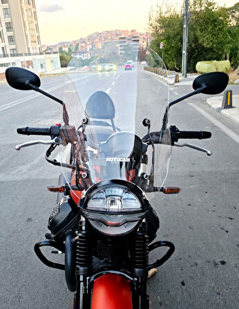 MOTOCAM Moto Guzzi V7 Stone Siperlik Ön Cam 2021-2023 Model 53cm Şeffaf Renkli 4mm APARATSIZDIR