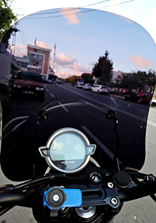 MOTOCAM Moto Guzzi V7 Stone Siperlik Ön Cam 2021-2023 Model 53cm Siyah Renkli 4mm APARATSIZDIR