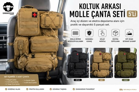 5’li Koltuk Arkası MOLLE Çanta Seti