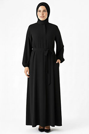 Medine İpeği Mevlana Kesim Cepli Kuşaklı Bol Ferace