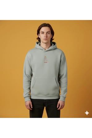 Lenithra Mona Lisa Sırt Baskılı Unisex Oversize Hoodie Gri / XL
