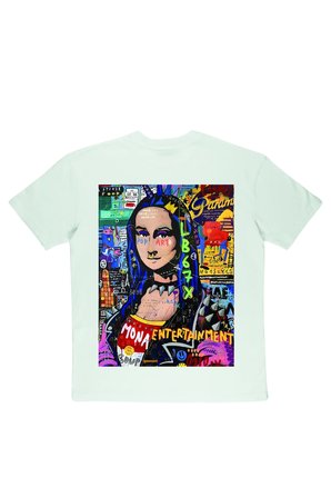 Lenithra Mona Lisa Sırt Baskılı Unisex Oversize T-shirt Beyaz / 2XL
