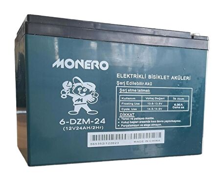 Monero 12V 24Ah Yatık Akü