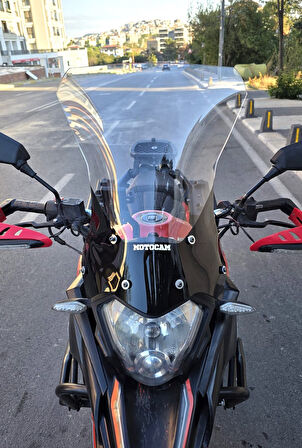 MOTOCAM Mondial Rx3 İ Evo Siperlik Ön Cam 2015-2022 Model 52cm Şeffaf Renkli 4mm UZUN CAM