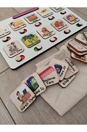 Sorumluluk ve Görev Tablosu - Montessori Eğitici ve Eğlenceli Ahşap Oyuncak