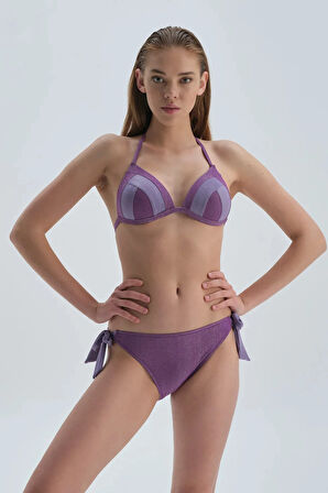 Mor Üçgen Kaplı Bikini Üst