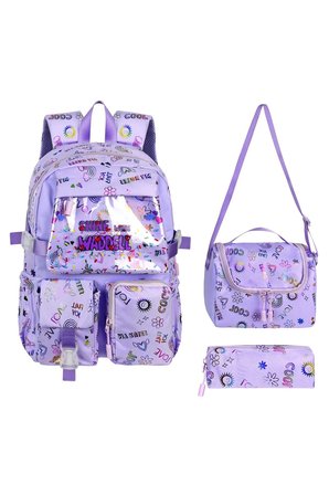 Kawaii Kore Tarzı Twil Kumaş Desenli Sırt Çantası,Beslenme Çantası Ve Kalemlikli Üçlü Set