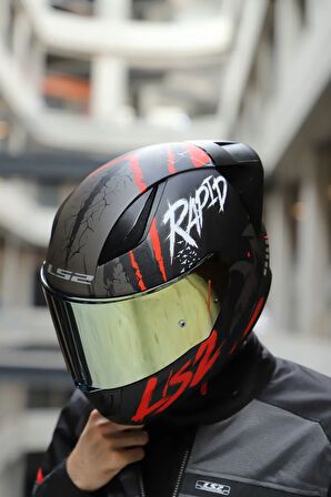 RAPID 2 RAVEN MAT SİYAH-BEYAZ-KIRMIZI KASK