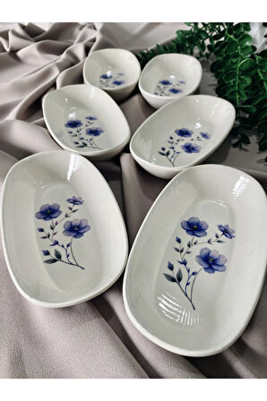 Mor Menekşe Model 6 Adet Oval Tabak