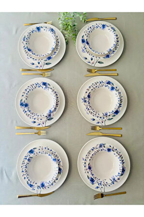 Mor Menekşe Model 6 Kişilik 18 Parça Yemek Takımı