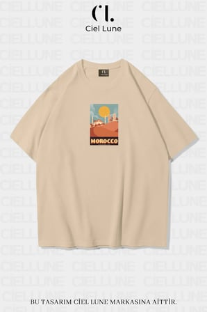 Nevermind Unisex Morocco Baskılı Oversize Tişört