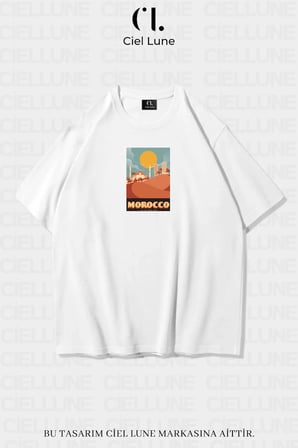 Unisex Kadın Erkek Morocco Baskılı Özel Tasarım Oversize T-shirt