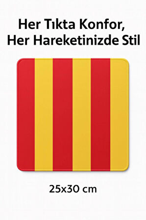 25×30 cm Kırmızı‑Sarı Çizgili Mouse Pad Cim Bom Tutkunlarına Özel