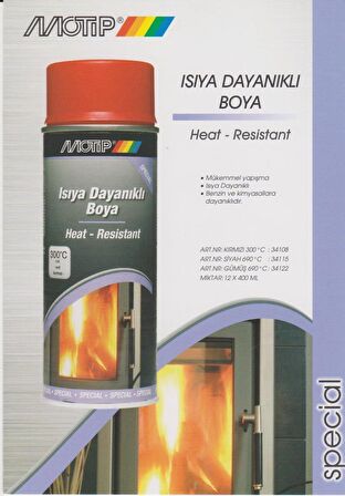 Motip Isıya Dayanıklı Sprey Boya MAT SİYAH 400 ml